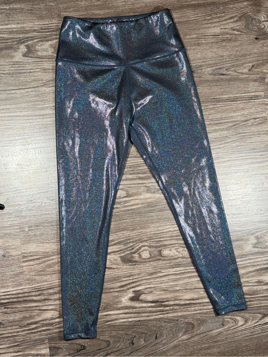 Love Her Pants - LOVE HER Black Pearl Metallic Shimmer Holographic 7/8 High Waist Legging M